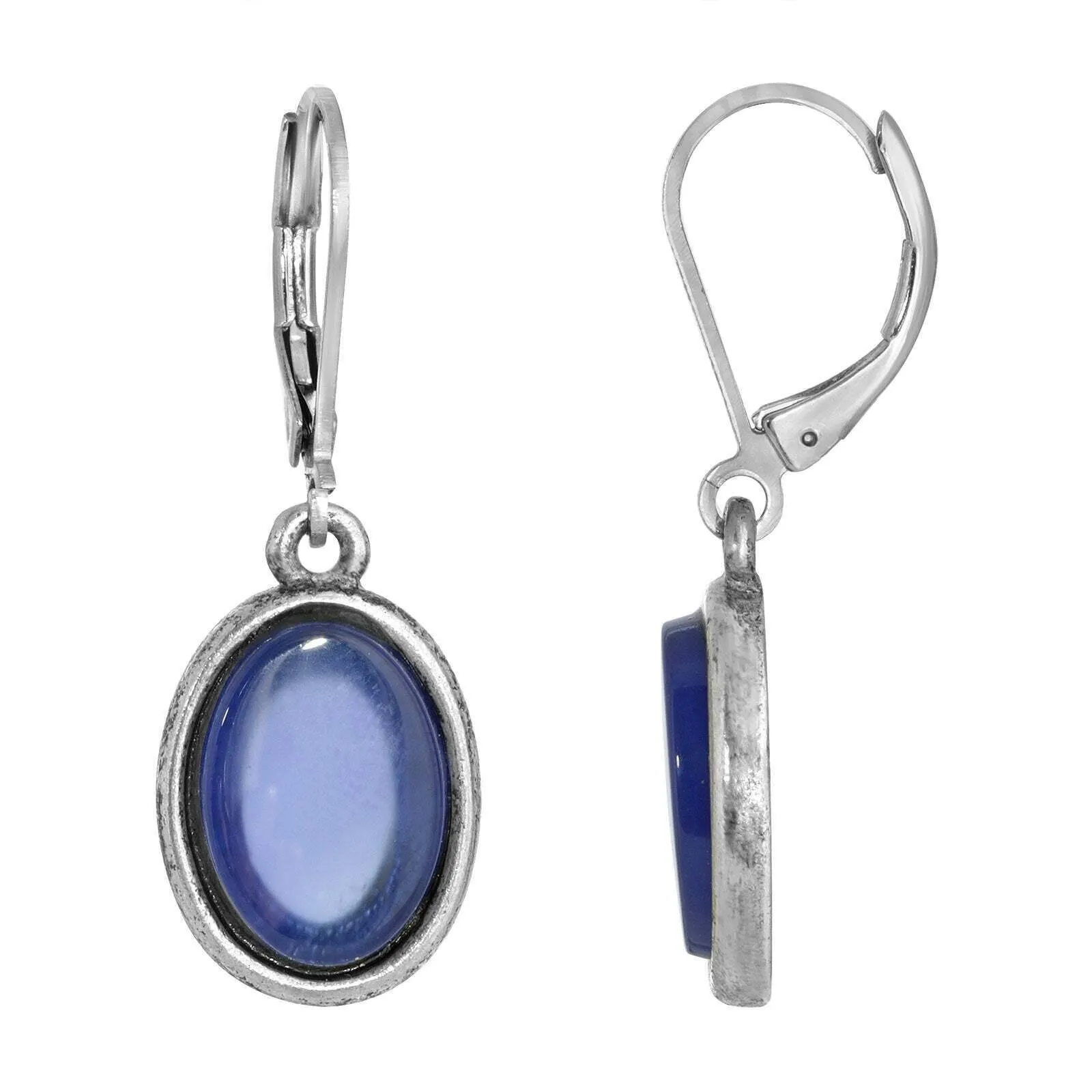 1928 Jewelry Oval Semi Precious Gemstone Drop Earrings 1928 Jewelry