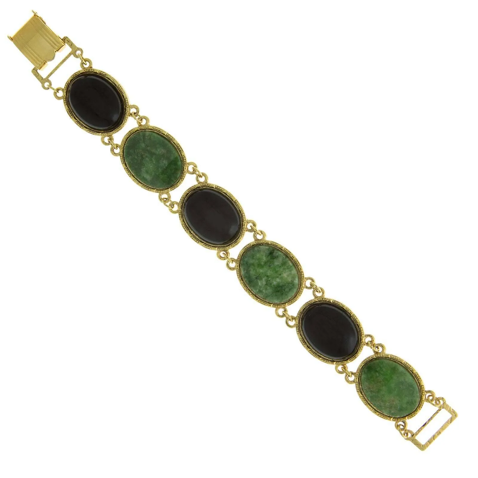 1928 Jewelry Oval Semi Precious Gemstone Link Bracelet 1928 Jewelry