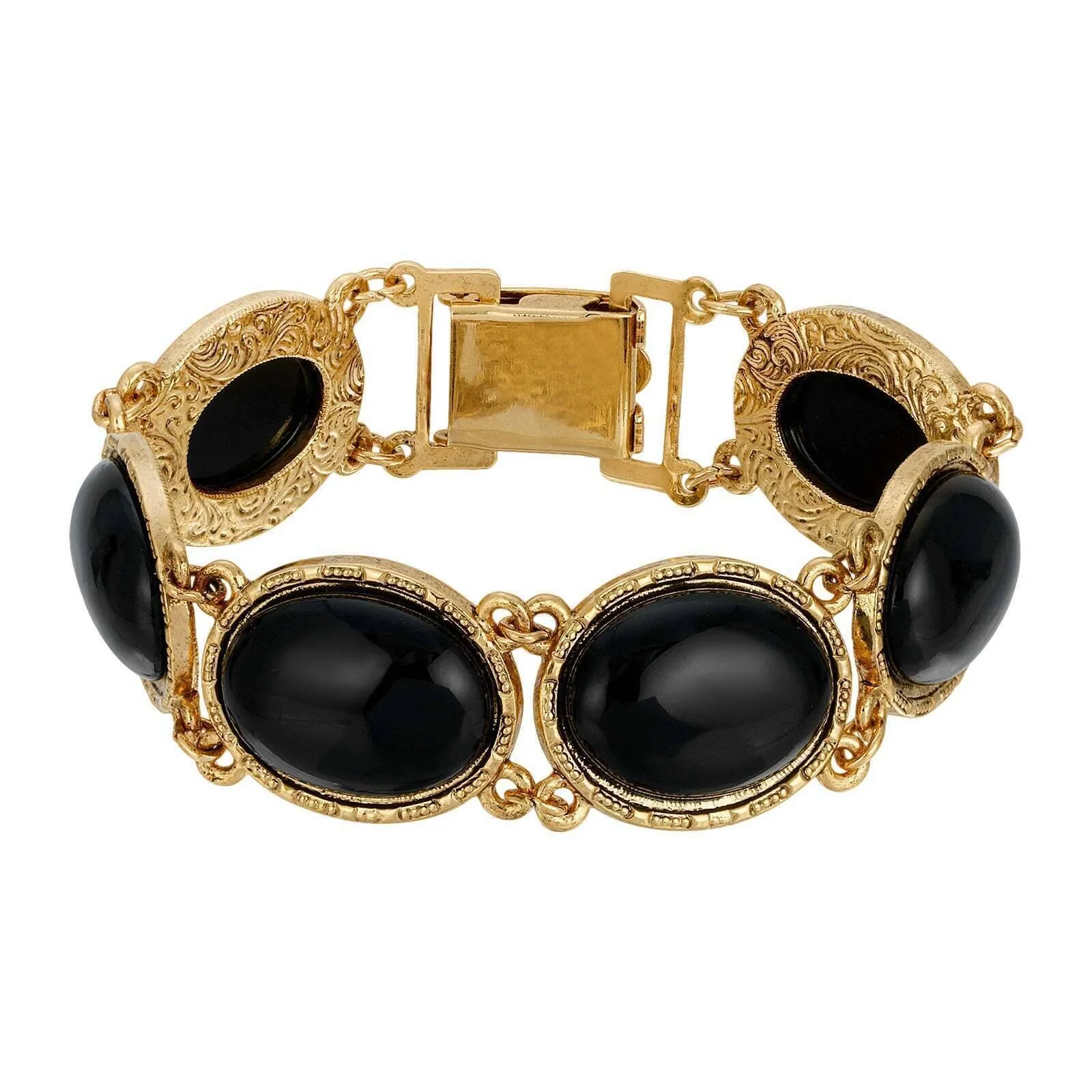 1928 Jewelry Oval Semi Precious Gemstone Link Bracelet 1928 Jewelry