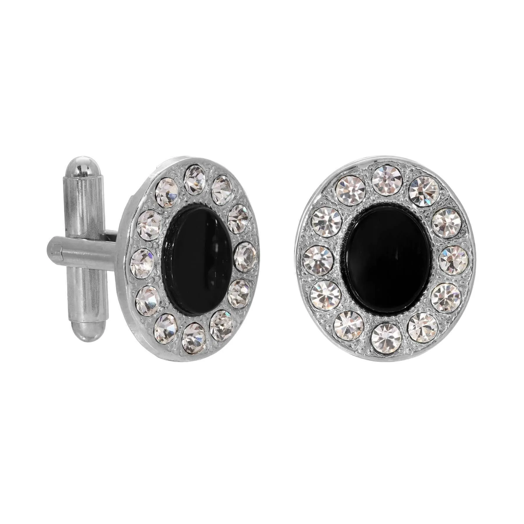 1928 Jewelry Oval Stone Crystal Cufflinks 1928 Jewelry