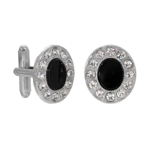 1928 Jewelry Oval Stone Crystal Cufflinks 1928 Jewelry
