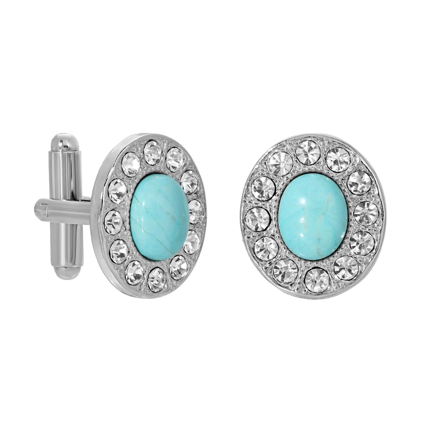 1928 Jewelry Oval Stone Crystal Cufflinks 1928 Jewelry
