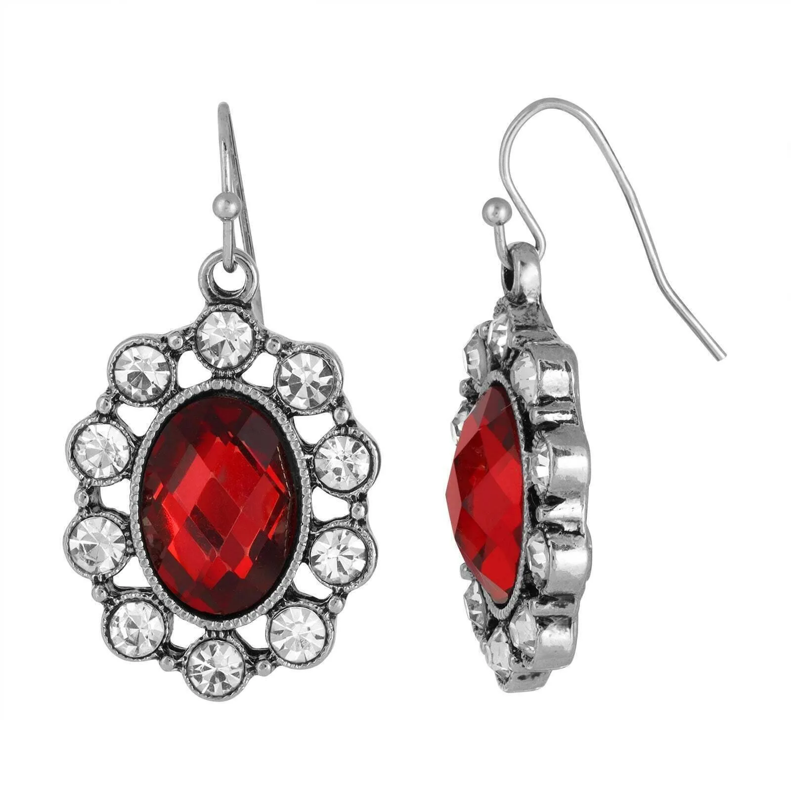 1928 Jewelry Oval Stone Multi Crystal Drop Earrings 1928 Jewelry
