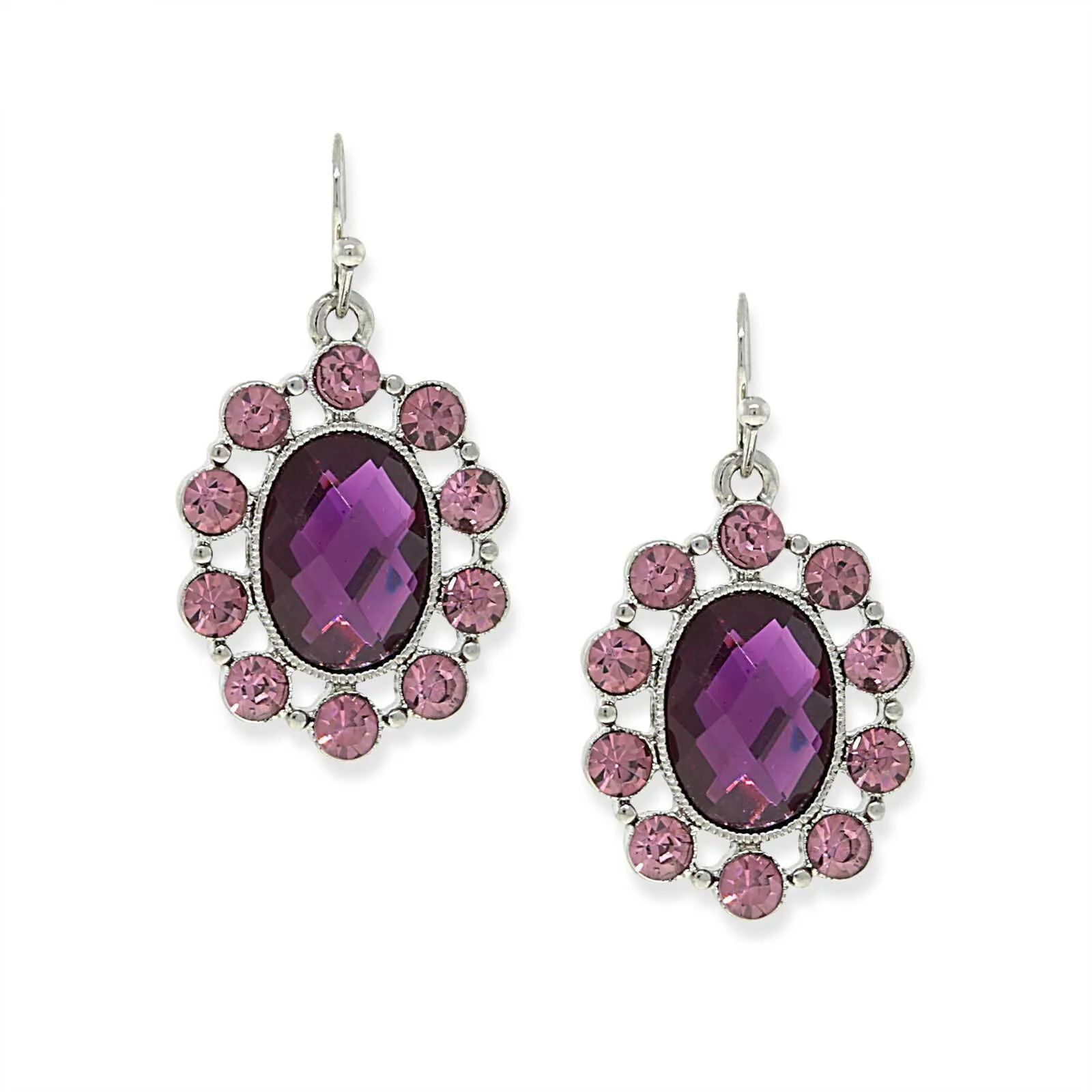 1928 Jewelry Oval Stone Multi Crystal Drop Earrings 1928 Jewelry