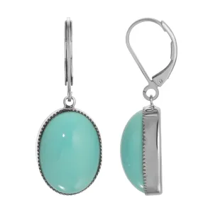1928 Jewelry Oval Turquoise Glass Stone Drop Earrings 1928 Jewelry
