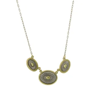 1928 Jewelry Oval Two Tone Station Necklace 16"   3" Extender 1928 Jewelry