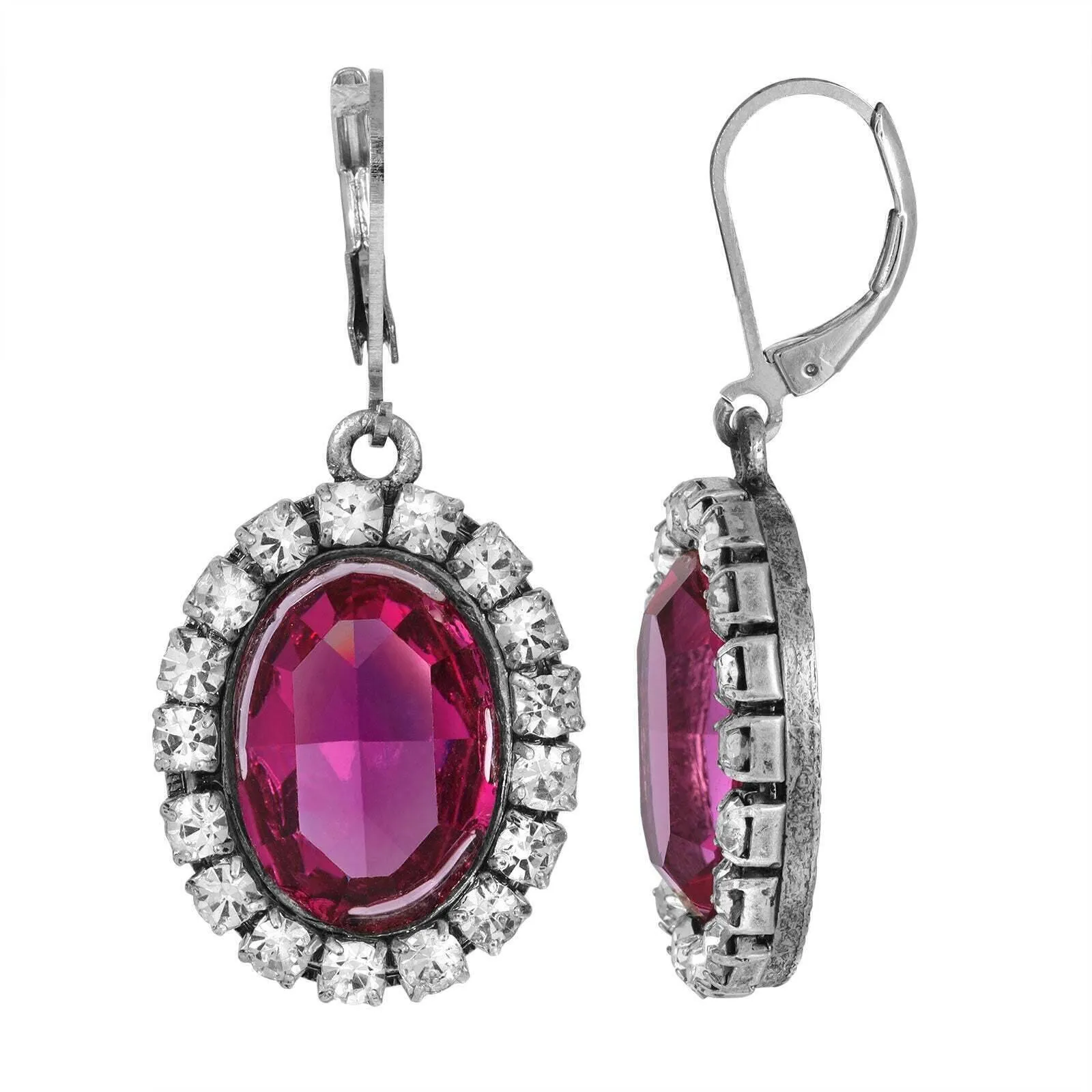 1928 Jewelry Oval Vivid Austrian Crystal Drop Earrings 1928 Jewelry