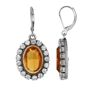 1928 Jewelry Oval Vivid Austrian Crystal Drop Earrings 1928 Jewelry