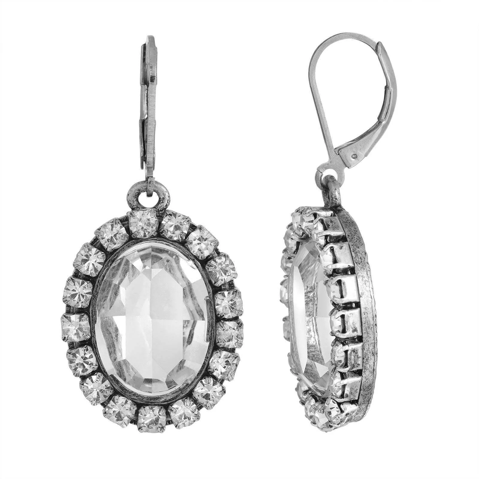 1928 Jewelry Oval Vivid Austrian Crystal Drop Earrings 1928 Jewelry