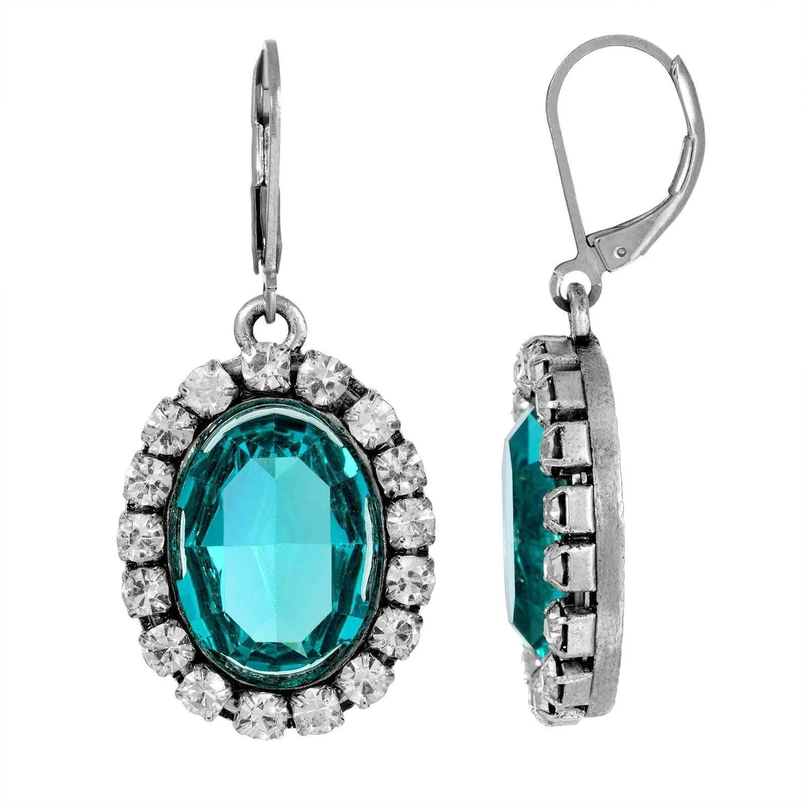 1928 Jewelry Oval Vivid Austrian Crystal Drop Earrings 1928 Jewelry