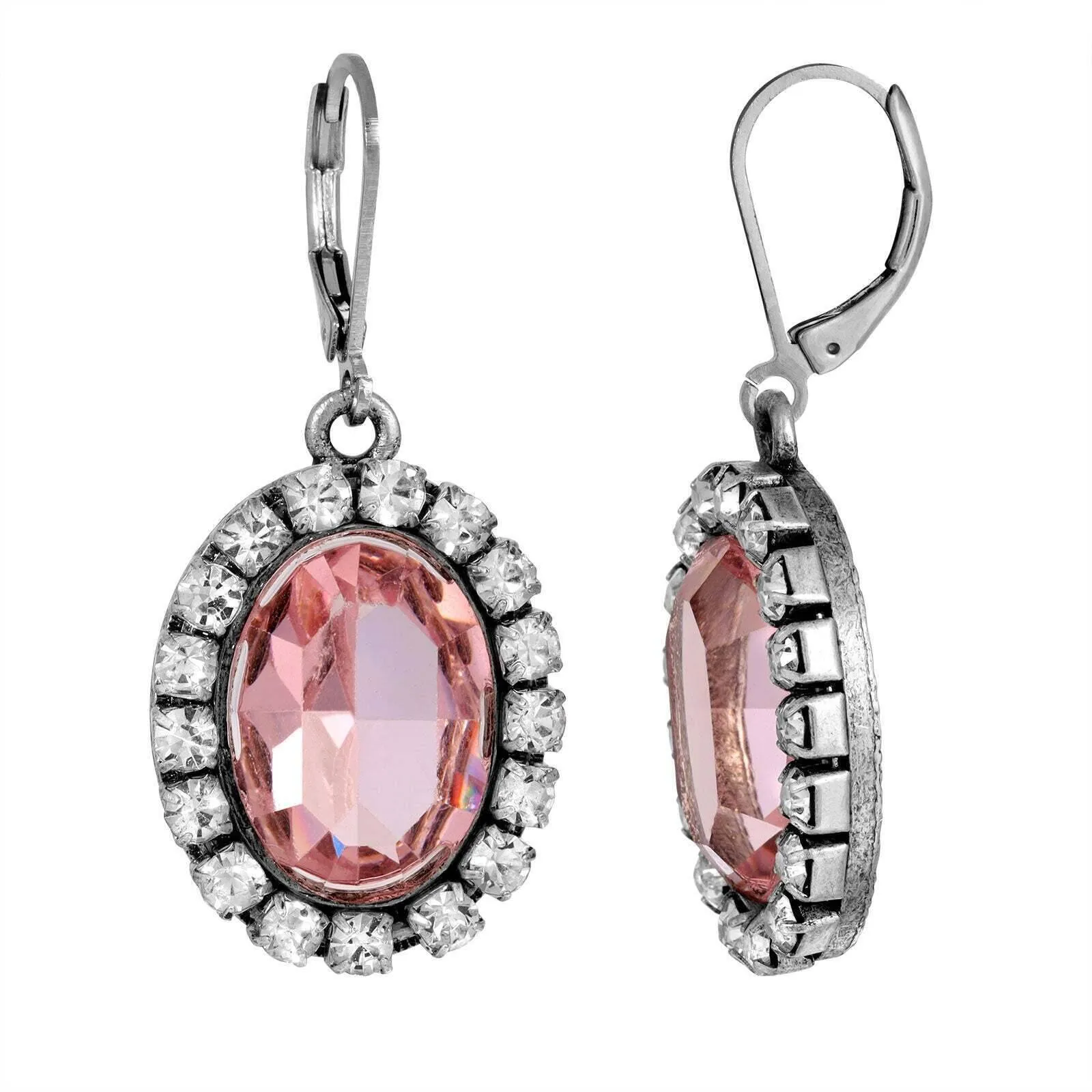 1928 Jewelry Oval Vivid Austrian Crystal Drop Earrings 1928 Jewelry