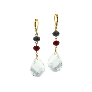 1928 Jewelry Patriotic Briolette Crystal Linear Drop Earrings 1928 Jewelry