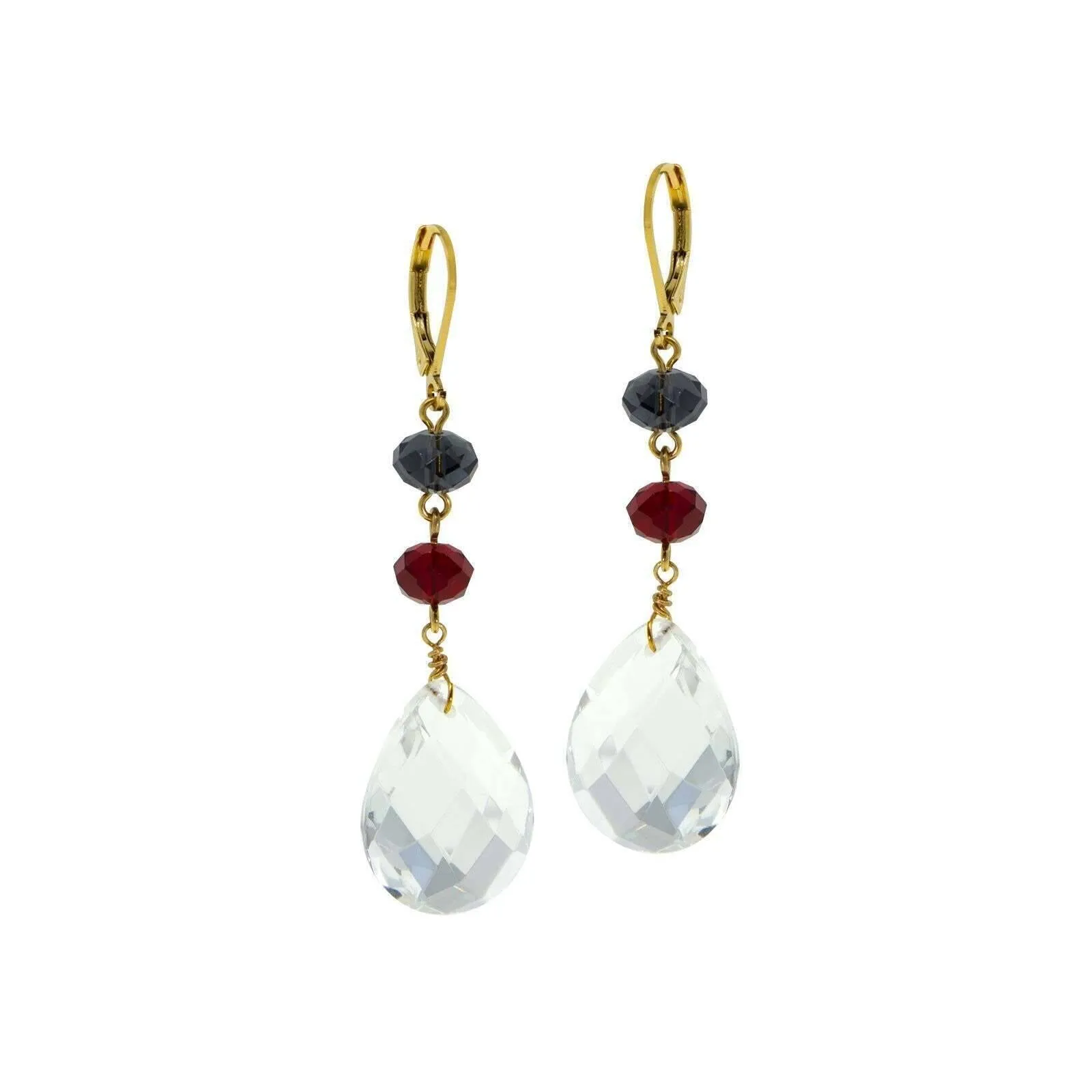 1928 Jewelry Patriotic Briolette Crystal Linear Drop Earrings 1928 Jewelry