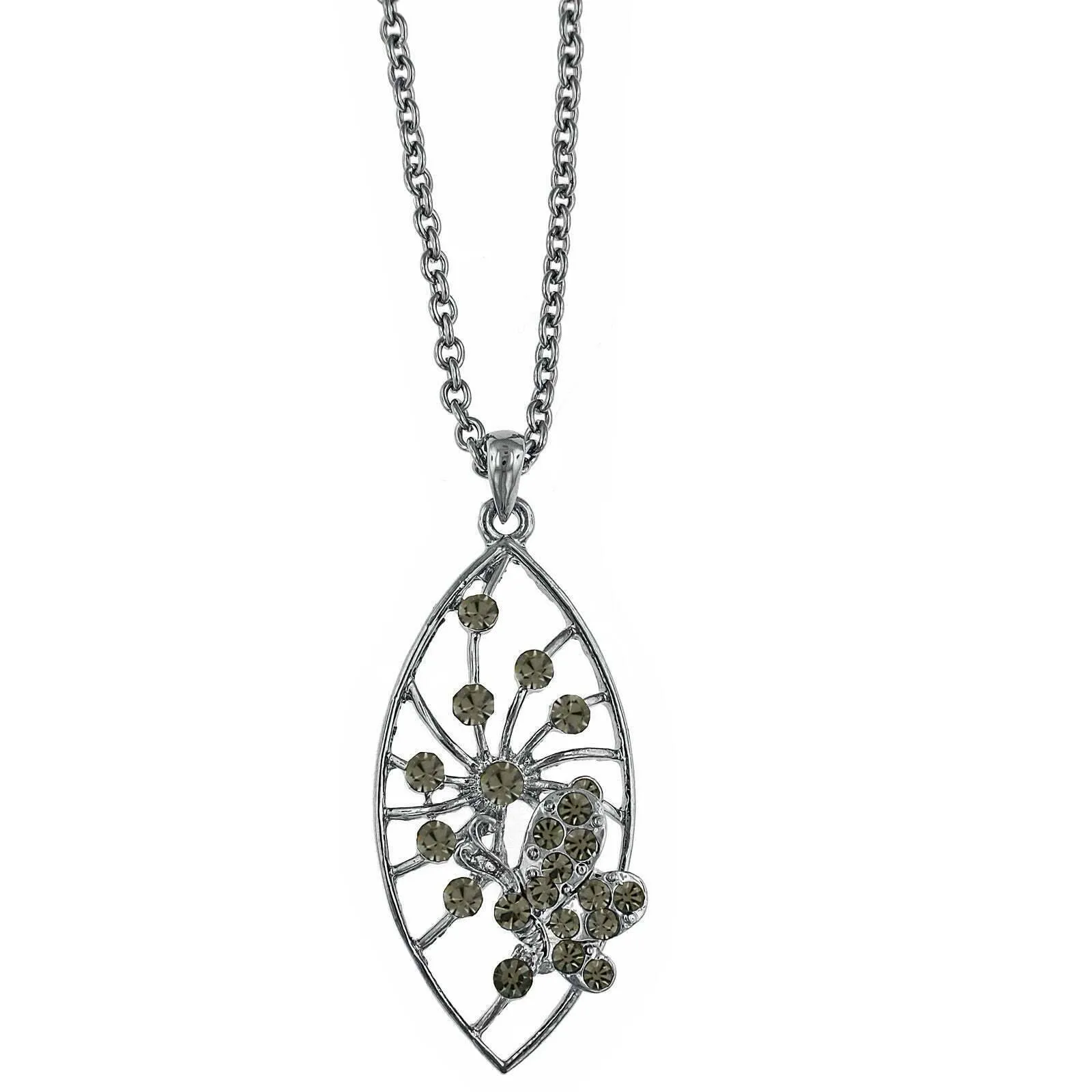1928 Jewelry Pave Butterfly Necklace Pendant Necklace 16"   3" Extender 1928 Jewelry