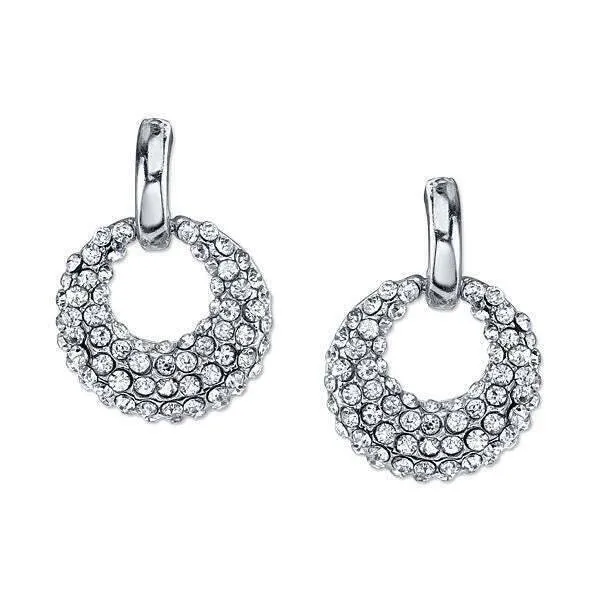 1928 Jewelry Pave Crystal Mini Open Hoop Earrings 1928 Jewelry