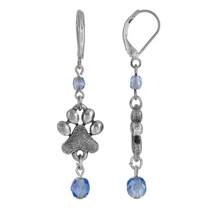 1928 Jewelry Paw Prints & Glass Bead Dangling Earrings 1928 Jewelry
