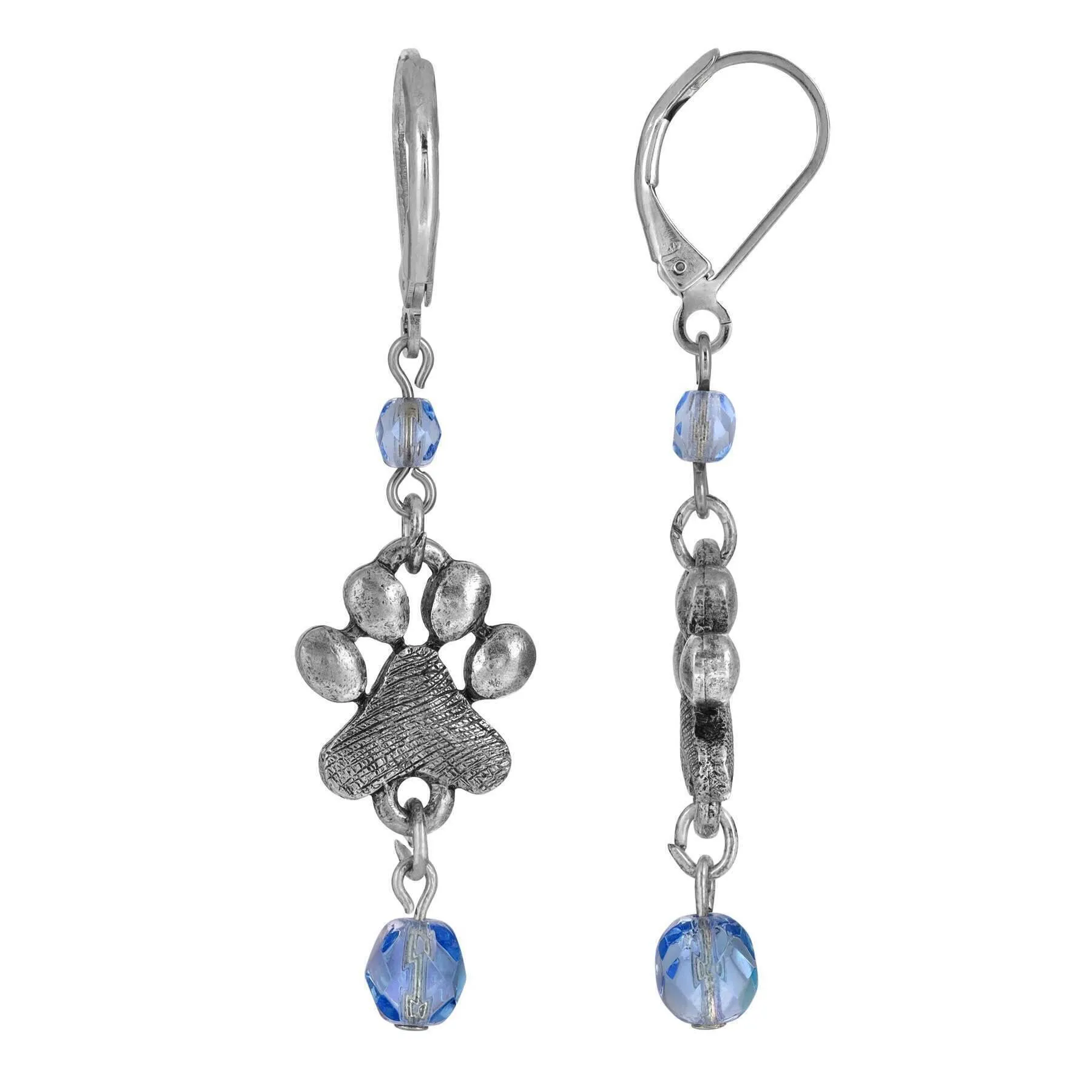 1928 Jewelry Paw Prints & Glass Bead Dangling Earrings 1928 Jewelry