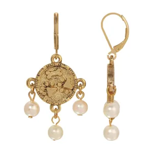 1928 Jewelry Paws & Bones Faux Pearl Dangling Earrings 1928 Jewelry