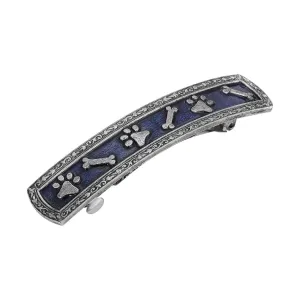 1928 Jewelry Paws And Bones Sapphire Blue Enamel Hair Barrette 1928 Jewelry