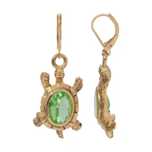 1928 Jewelry Peridot Austrian Crystal Galapagos Tortoise Drop Earrings 1928 Jewelry
