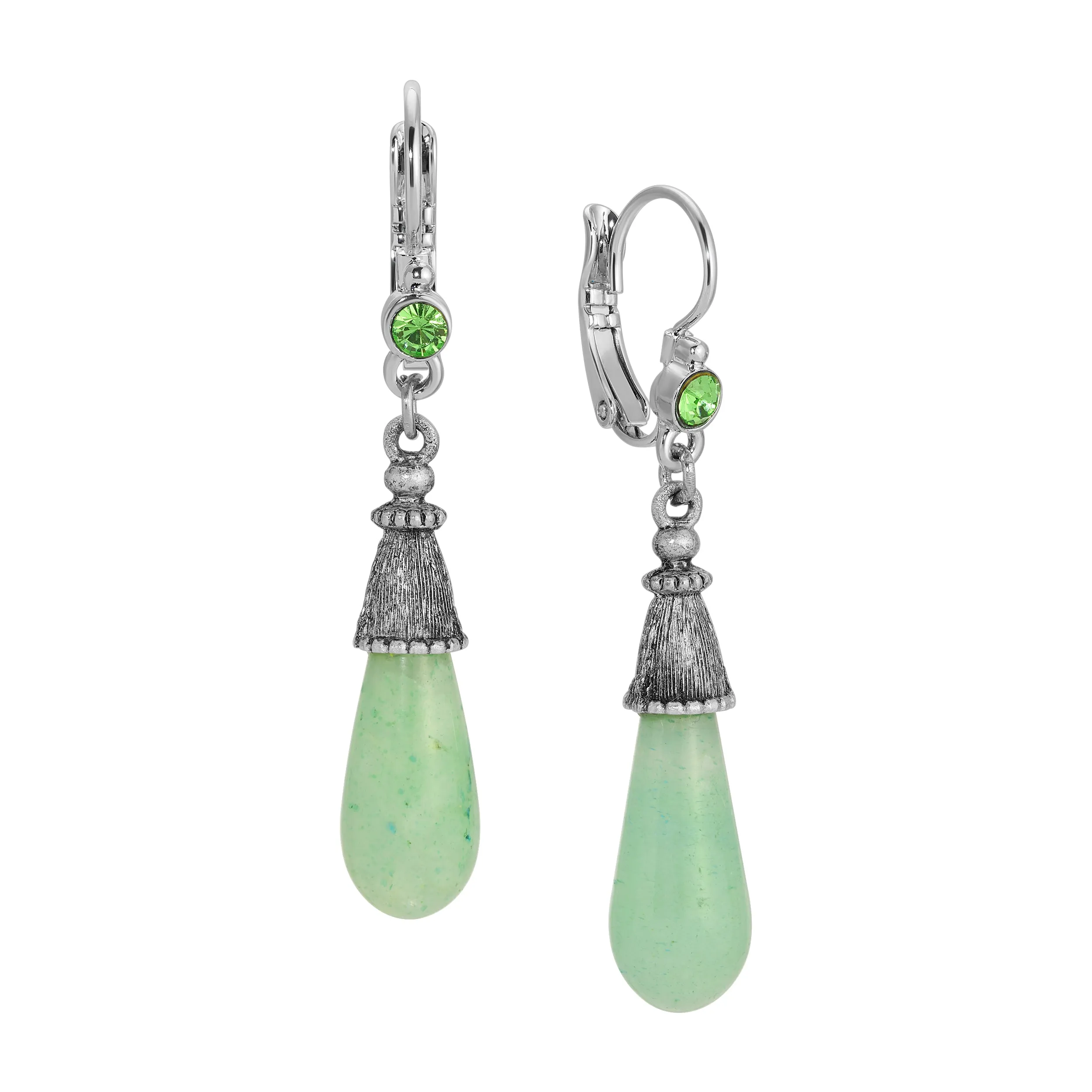 1928 Jewelry Peridot Crystal & Green Aventurine Dangle Earrings 1928 Jewelry