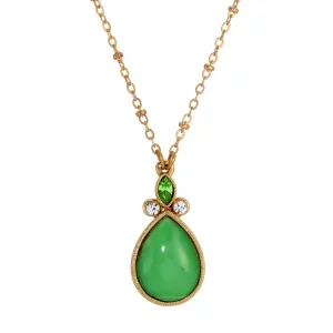 1928 Jewelry Peridot Crystal and Green Pear Shape Moonstone Pendant Necklace 16" 1928 Jewelry