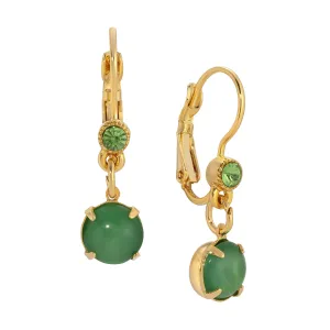1928 Jewelry Peridot Crystal and Green Round Moonstone Drop Earrings 1928 Jewelry