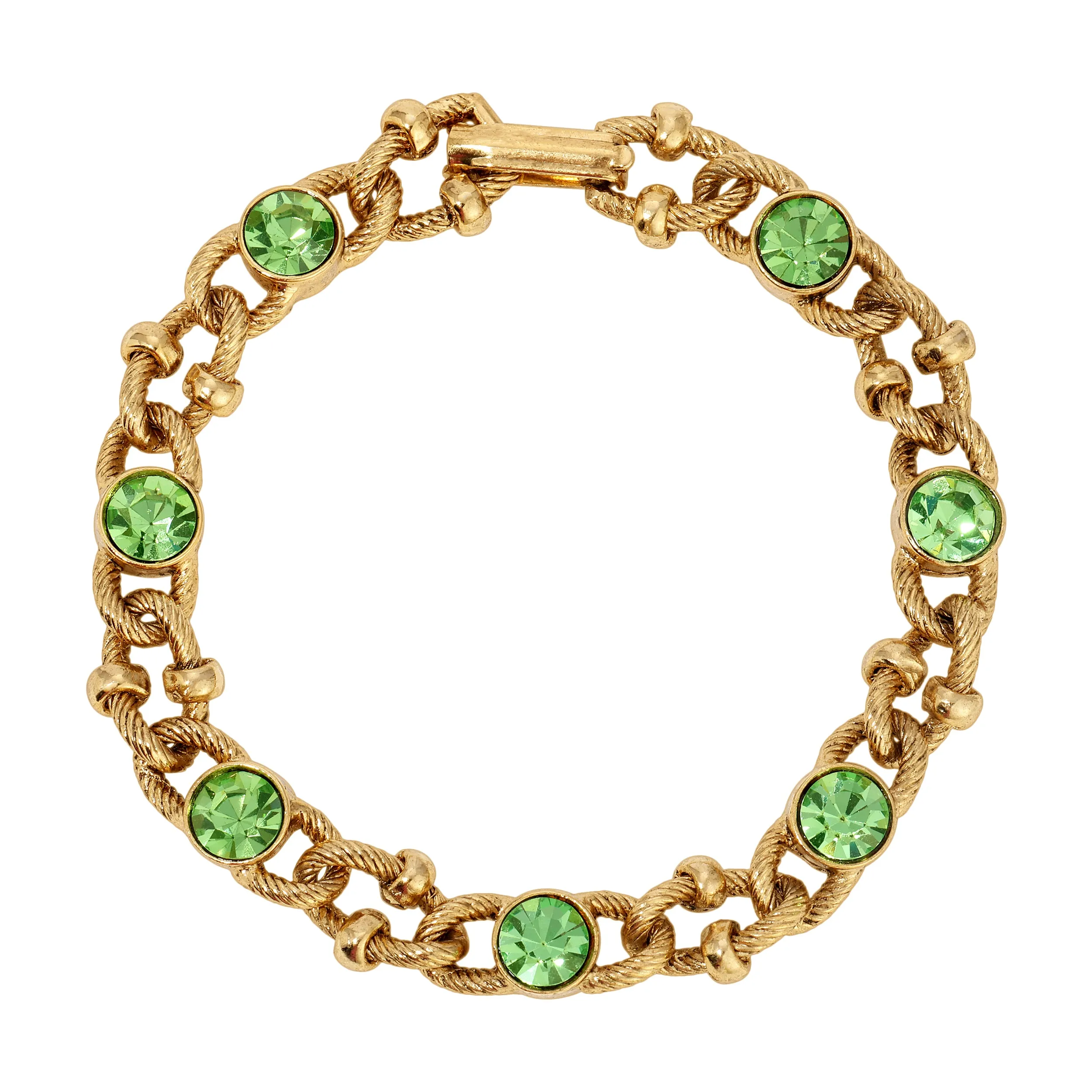 1928 Jewelry Peridot Crystal Radiance Textured Link Bracelet 1928 Jewelry
