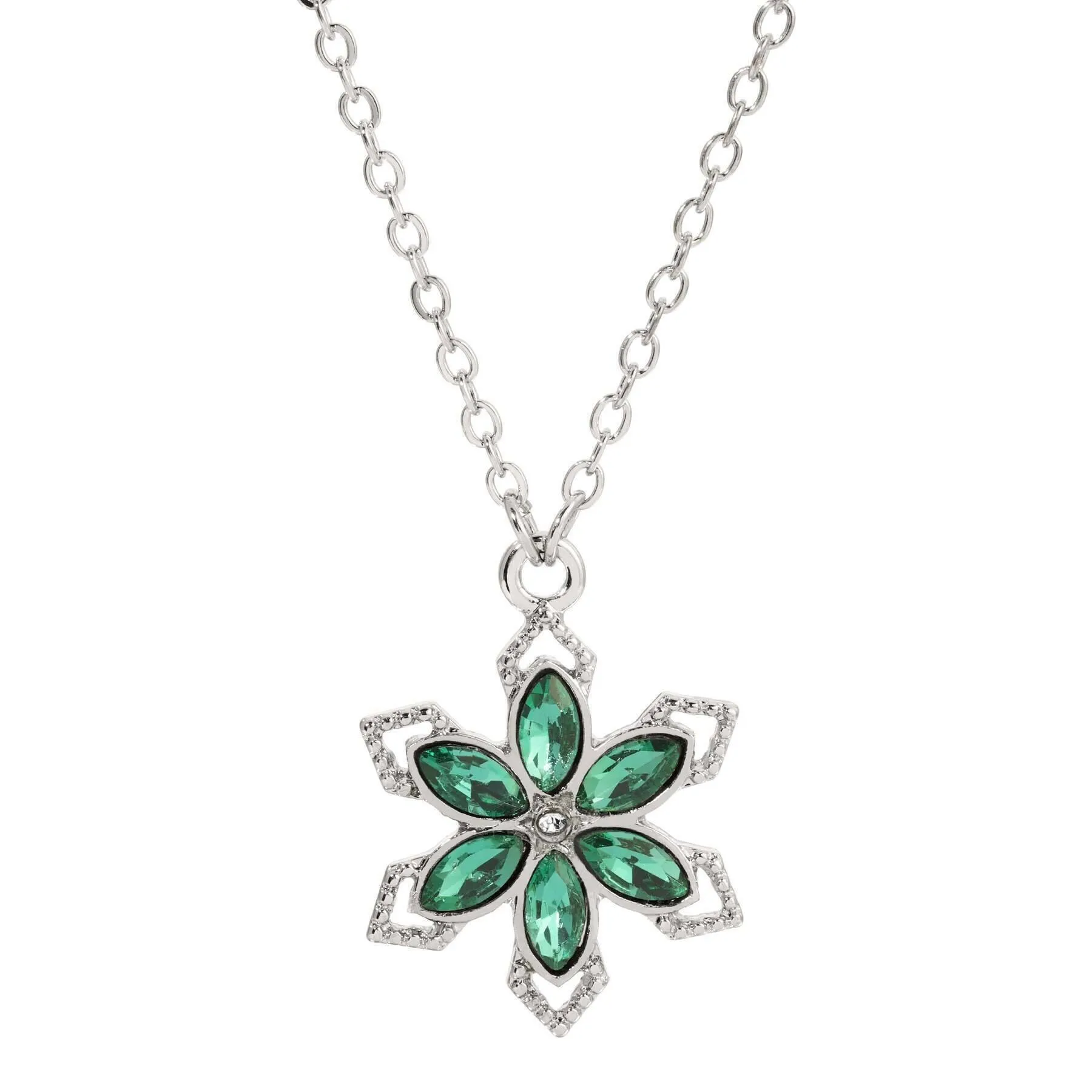 1928 Jewelry Petite Crystal Flower Pendant Necklace 16"   3" Extender 1928 Jewelry