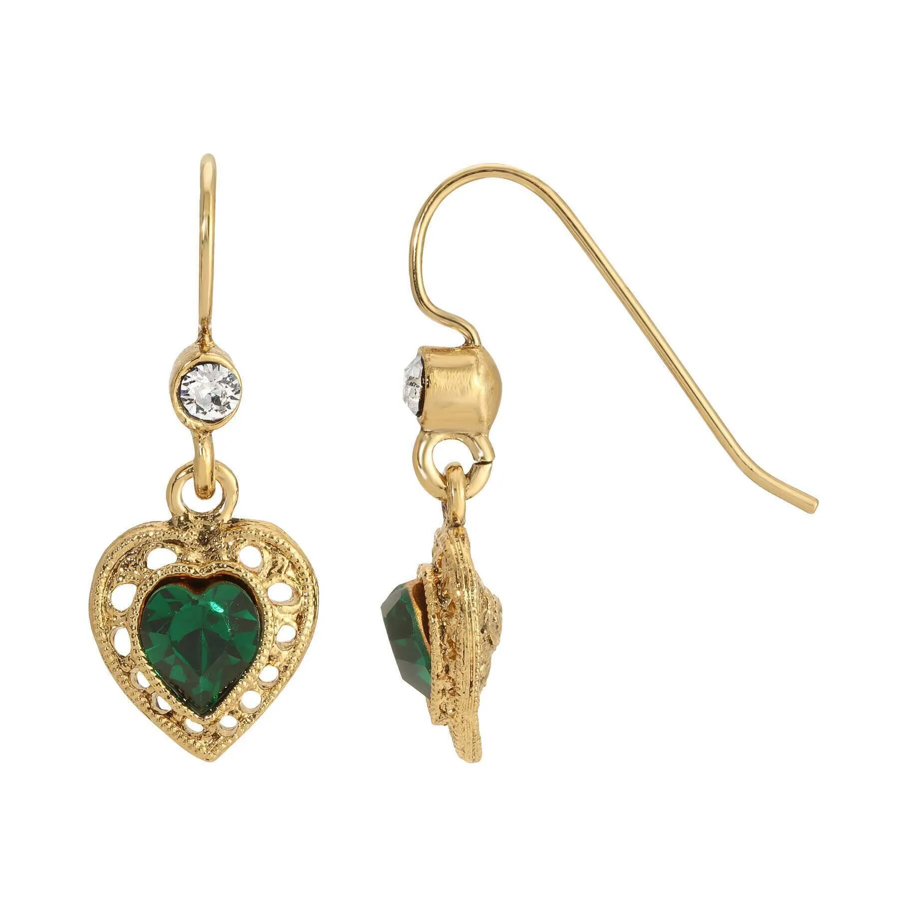 1928 Jewelry Petite Crystal Heart Drop Earrings 1928 Jewelry