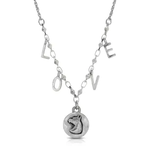 1928 Jewelry Petite Horse Head Pendant LOVE Initials Necklace 16" 1928 Jewelry