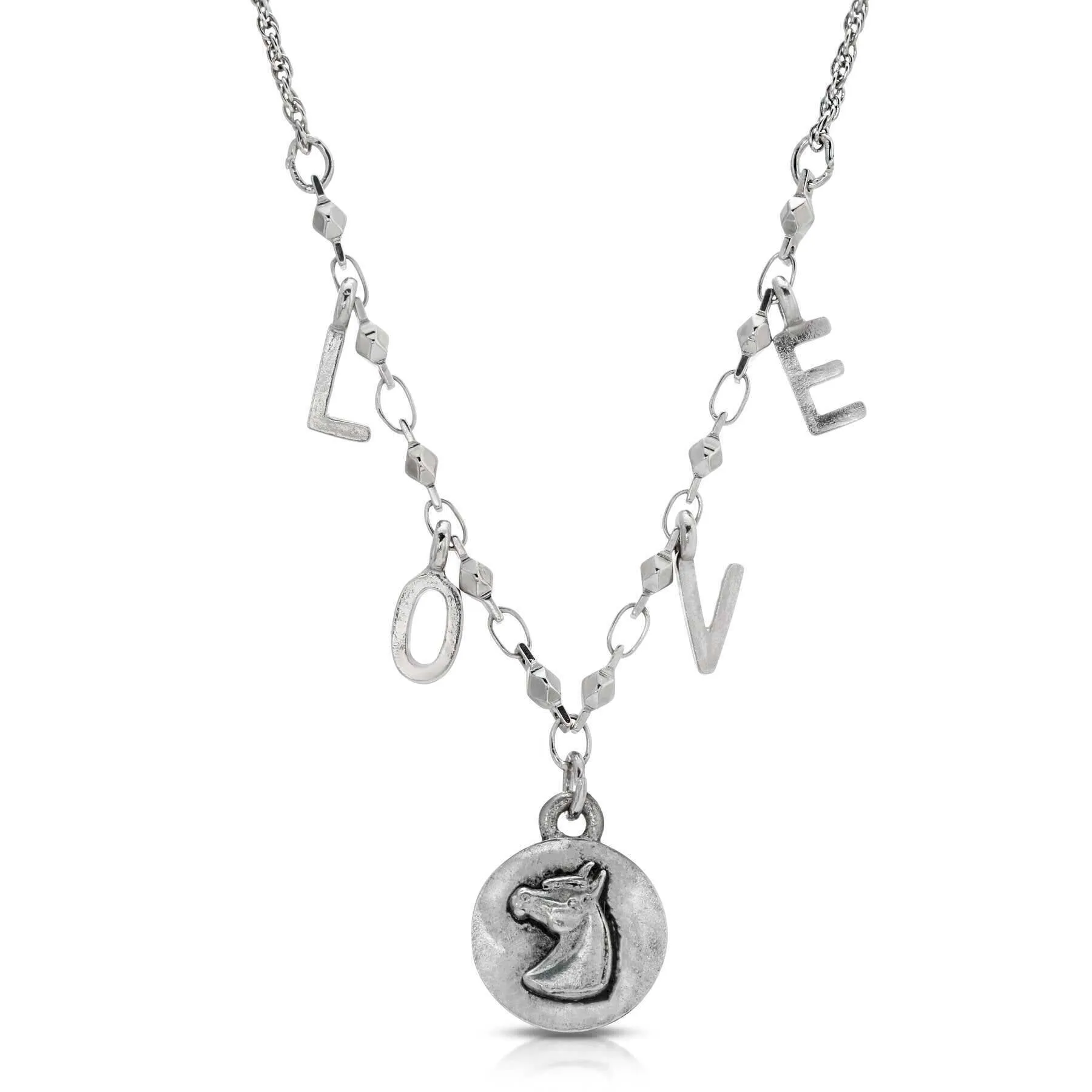 1928 Jewelry Petite Horse Head Pendant LOVE Initials Necklace 16" 1928 Jewelry