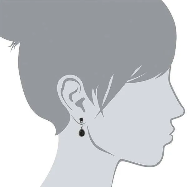 1928 Jewelry Petite Jet Black Stone Teardrop Post Drop Earrings 1928 Jewelry