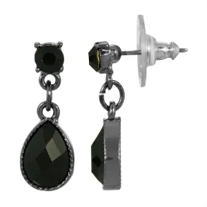 1928 Jewelry Petite Jet Black Stone Teardrop Post Drop Earrings 1928 Jewelry