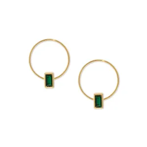 1928 Jewelry Petite Rectangle Crystal Hoop Stainless Steel Post Earrings 1928 Jewelry