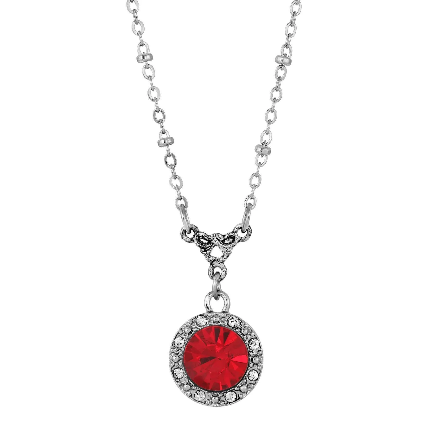 1928 Jewelry Petite Red Crystal Drop Necklace 16"   3" Extender 1928 Jewelry