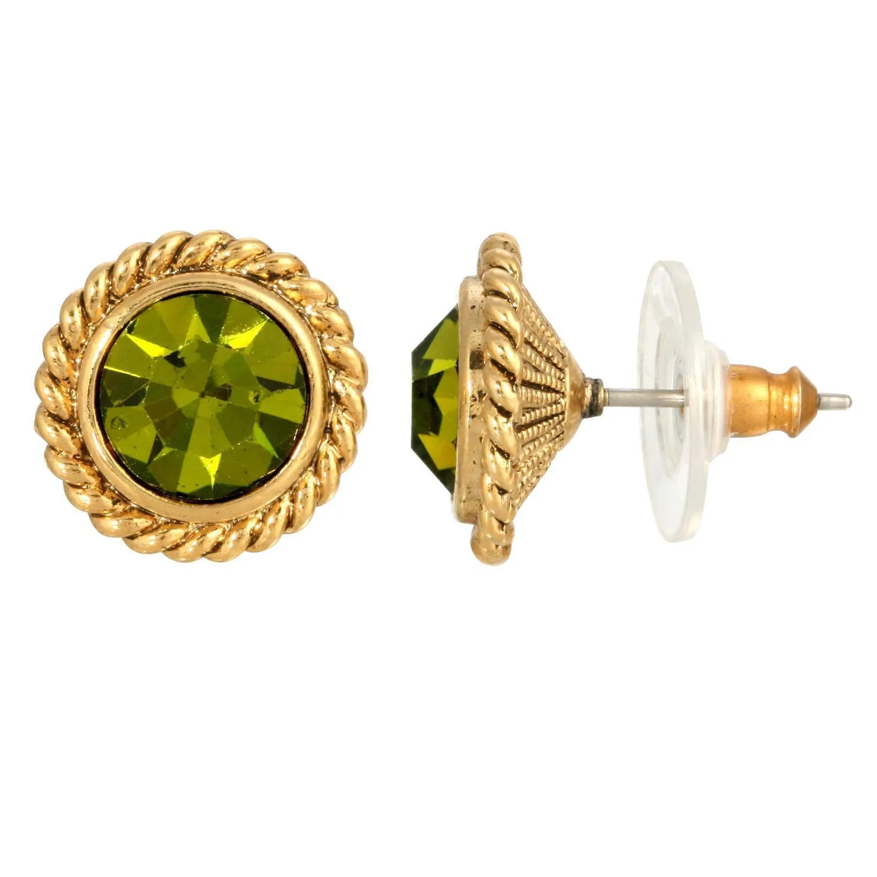 1928 Jewelry Petite Round Crystal Rope Stud Earrings 1928 Jewelry