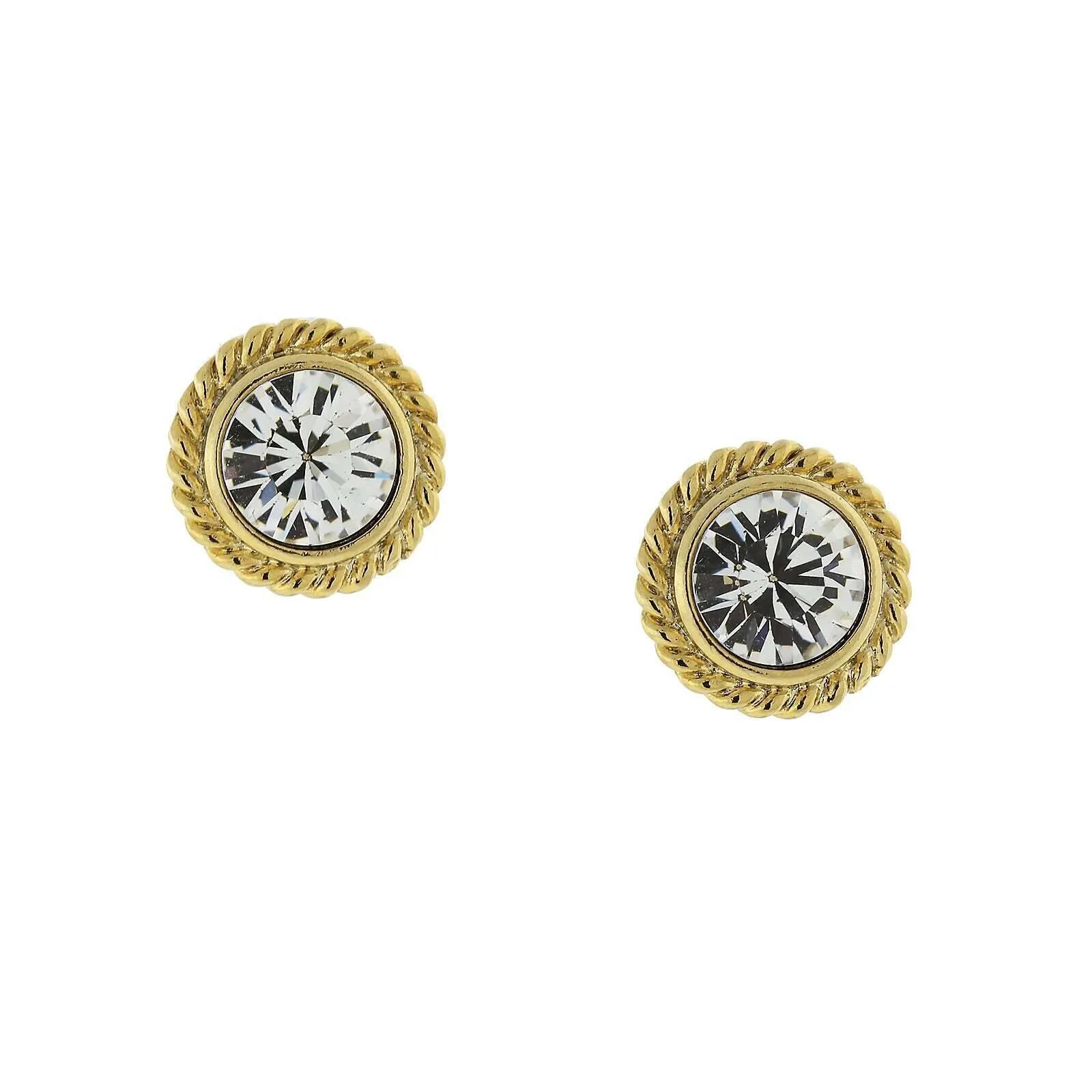 1928 Jewelry Petite Round Crystal Rope Stud Earrings 1928 Jewelry