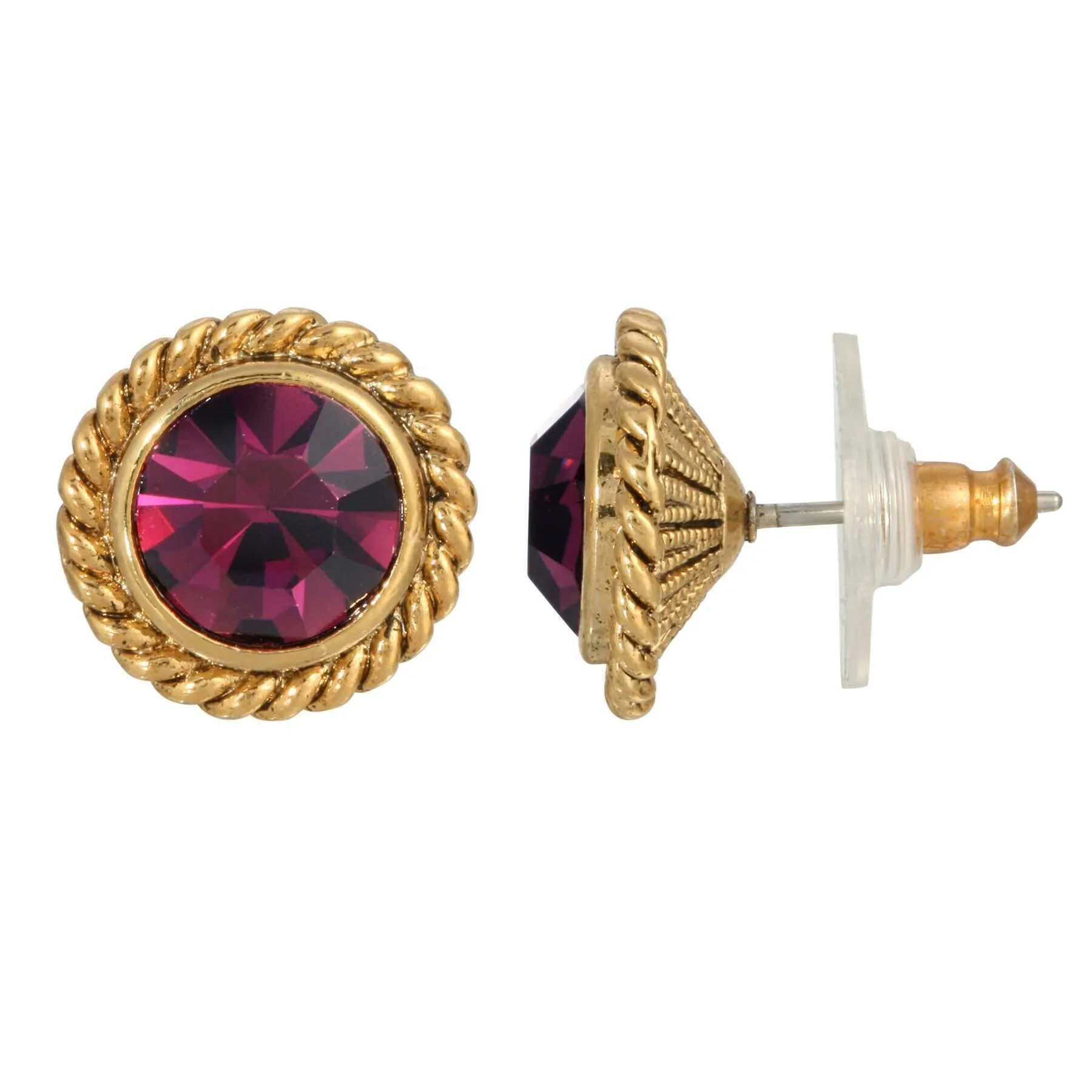 1928 Jewelry Petite Round Crystal Rope Stud Earrings 1928 Jewelry