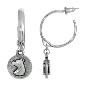 1928 Jewelry Petite Round Horse Head Hoop Drop Earrings 1928 Jewelry