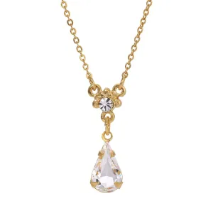 1928 Jewelry Petite Teardrop Crystal Pendant Necklace 16"   3" Extender 1928 Jewelry