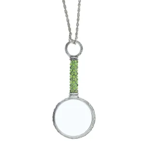 1928 Jewelry Pewter Crystal Magnifying Glass Necklace 30"- Magnification Power: 2-3X 1928 Jewelry