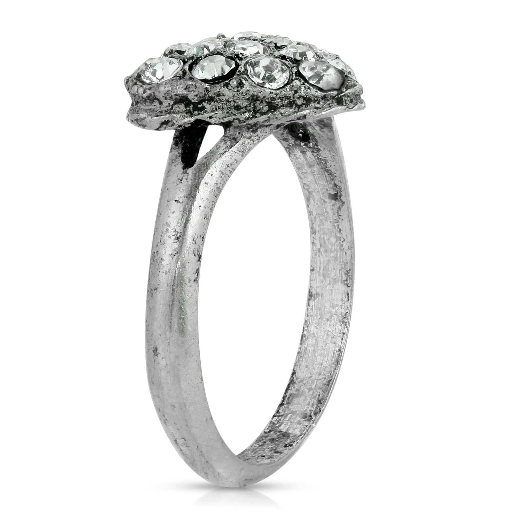 1928 Jewelry Pewter Crystal Pave Heart Ring Size 7 1928 Jewelry