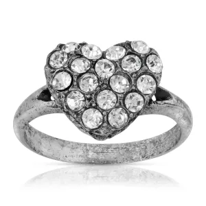 1928 Jewelry Pewter Crystal Pave Heart Ring Size 7 1928 Jewelry
