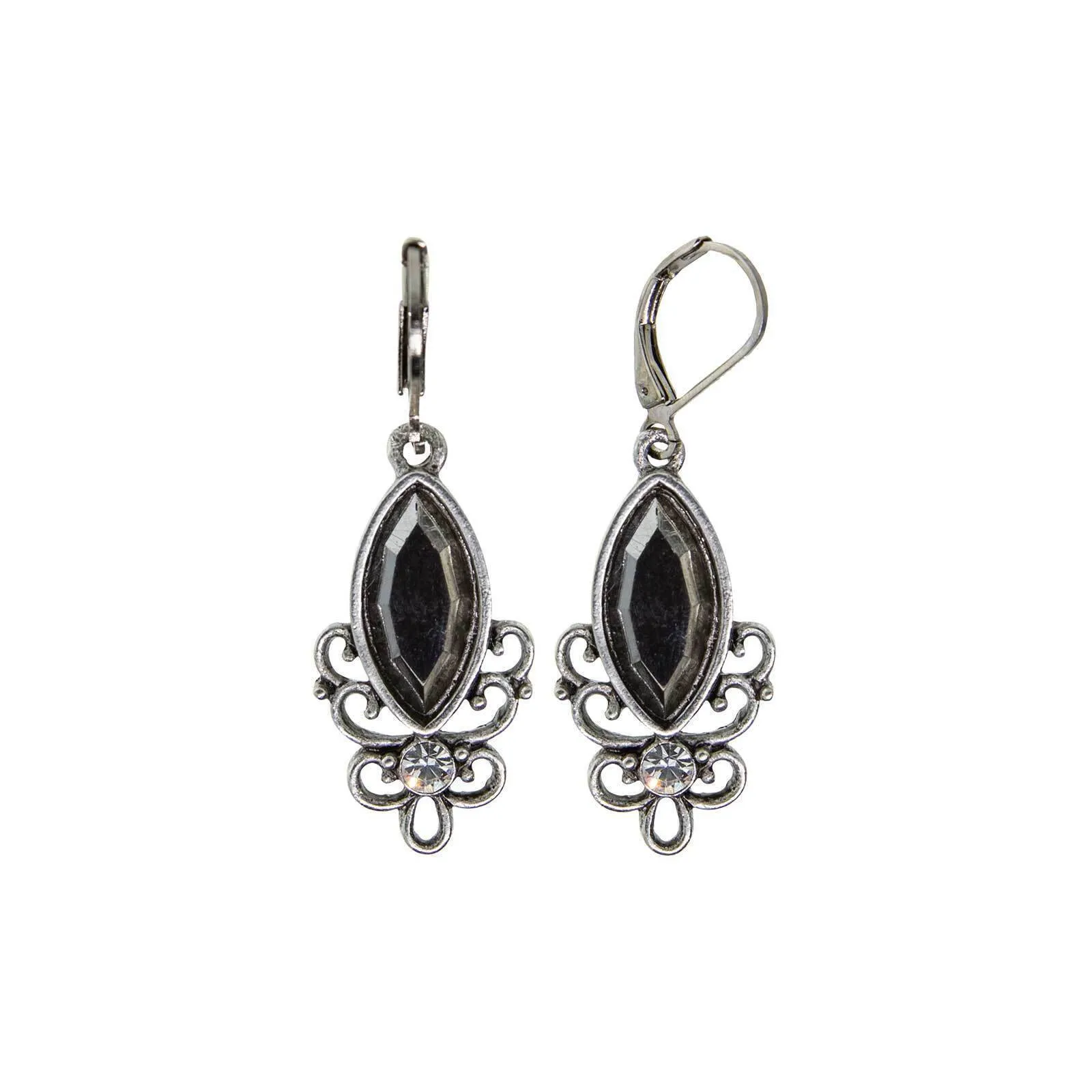 1928 Jewelry Pewter Filigree Drop Earrings 1928 Jewelry