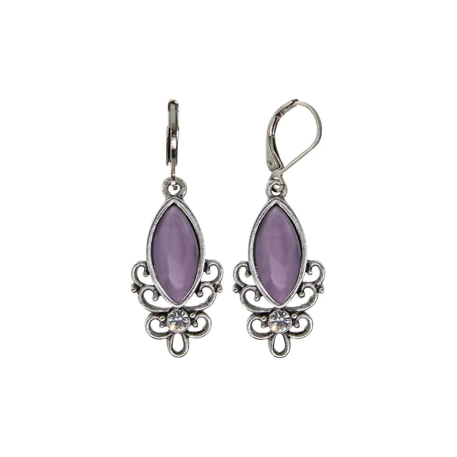 1928 Jewelry Pewter Filigree Drop Earrings 1928 Jewelry