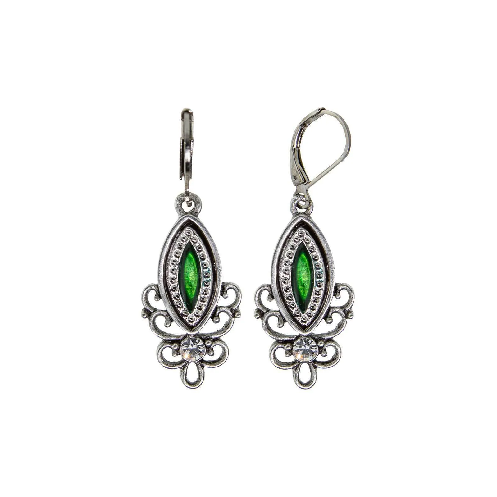 1928 Jewelry Pewter Filigree Drop Earrings 1928 Jewelry