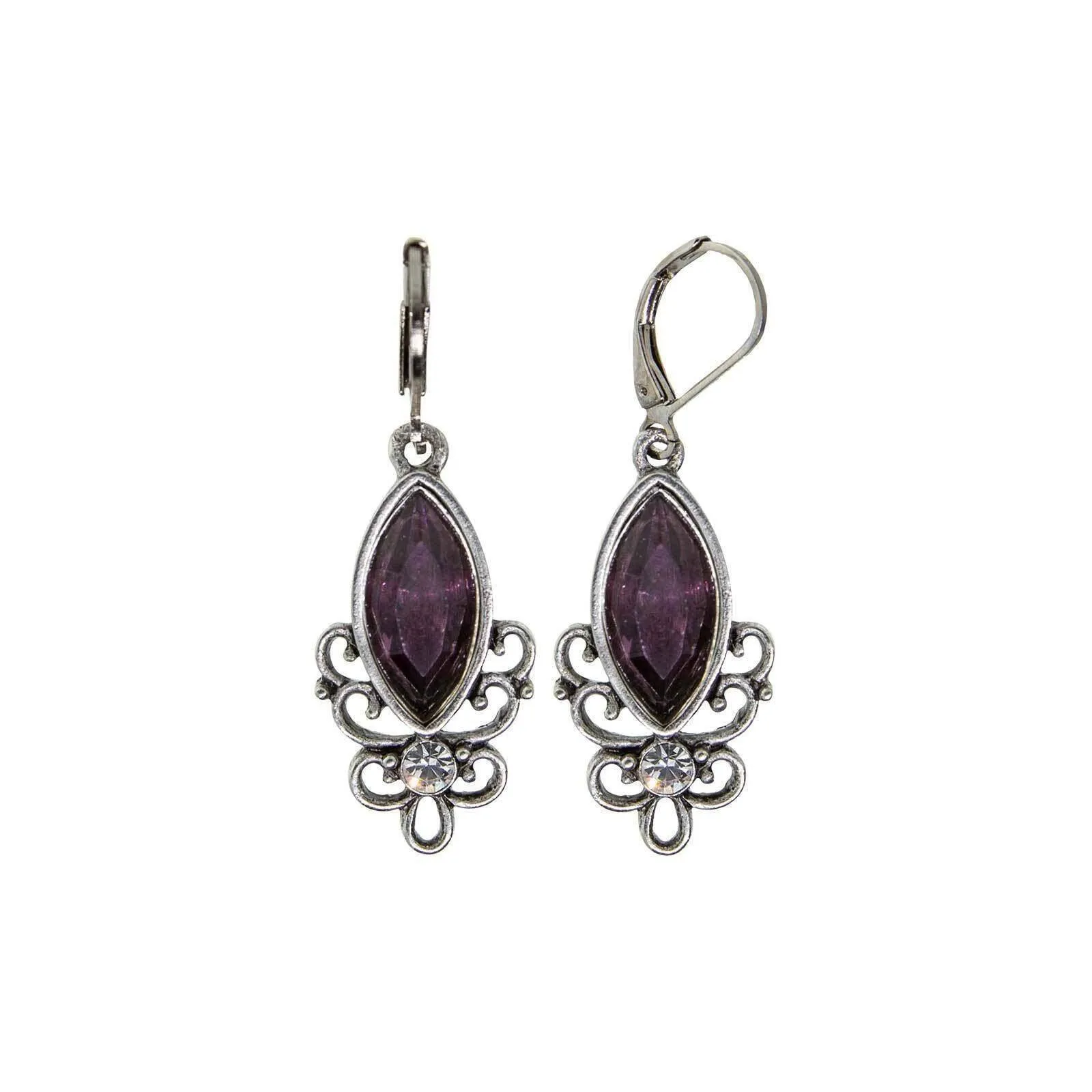 1928 Jewelry Pewter Filigree Drop Earrings 1928 Jewelry