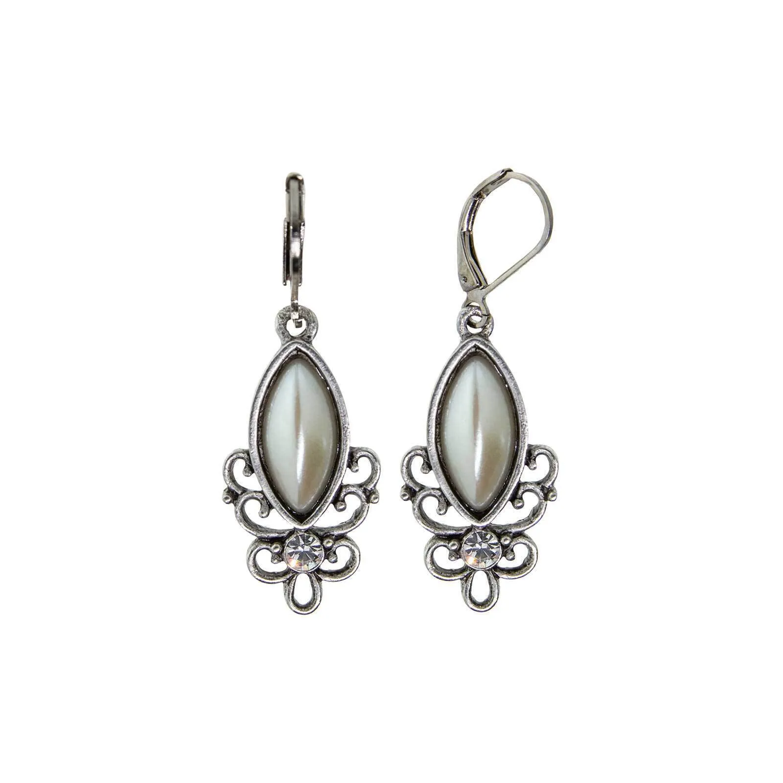 1928 Jewelry Pewter Filigree Drop Earrings 1928 Jewelry