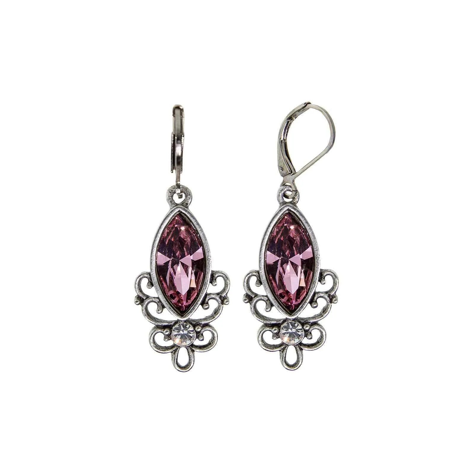 1928 Jewelry Pewter Filigree Drop Earrings 1928 Jewelry